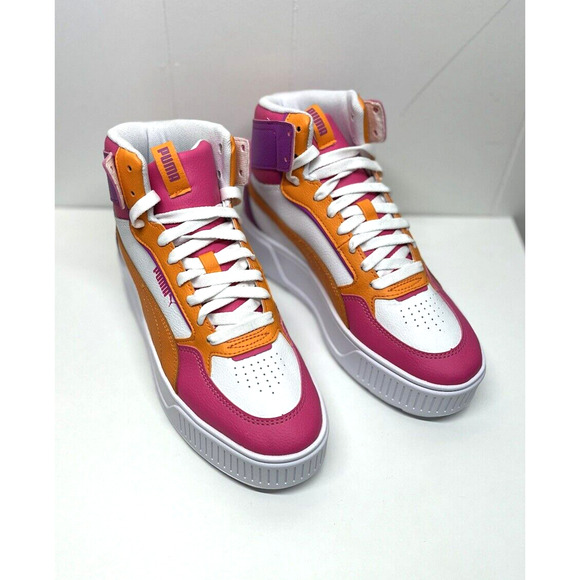 PUMA Karmen Rebelle Size 6.5 Orange Pink Colorblock Mid Platform Sneaker Y2K - Picture 2 of 8